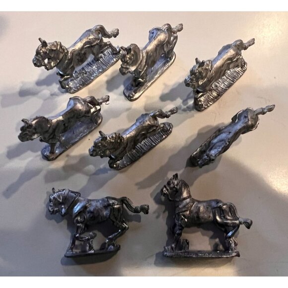 Set Of 8 Vintage Old Glory & Saracen Ghulam Horses, Pewter - Picture 2 of 6